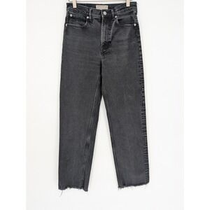 Everlane Way High Organic Cotton Black Jeans Frayed‎ Hem 25 Long Indie Boho